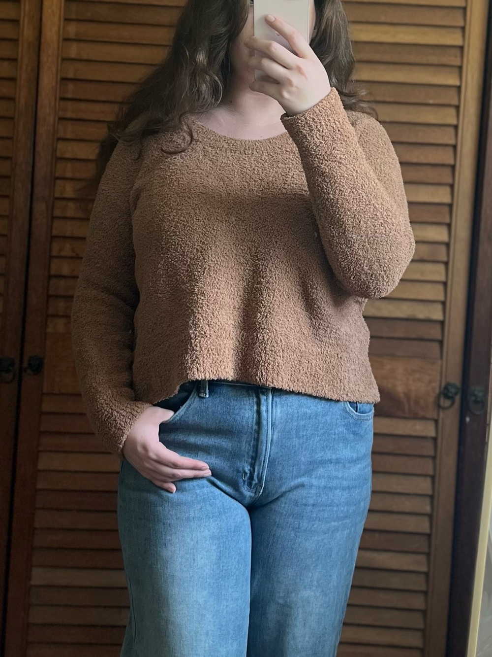 stars above Chestnut Bouclé Crewneck Sweater